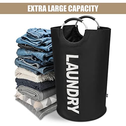 DOKEHOM 90L Large Laundry Basket Bag, Collapsible Tall Hamper, Black thumbnail 5