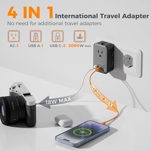 TESSAN Ultra Thin Universal Travel Adapter PD 20W thumbnail 4