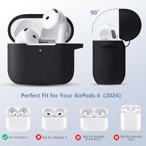 Dgege for AirPods 4 Case Cover 2024 with Cleaner Kit, Black thumbnail 2