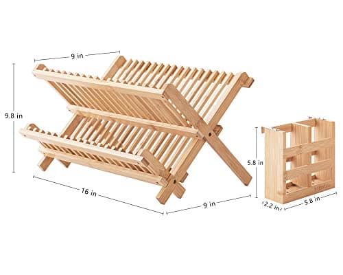 Royal Craft Wood Bamboo 2-Tier Dish Drying Rack thumbnail 3