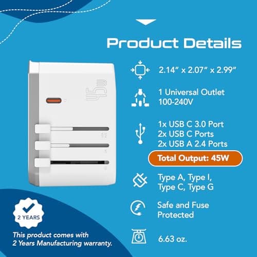 Ceptics 6-in-1 Universal Travel Adapter (PD 70W) thumbnail 4