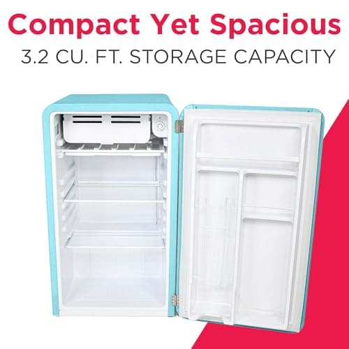 Frigidaire EFR372-BLUE 3.2 Cu Ft Blue Retro Compact Rounded Corner Premium Mini Fridge thumbnail 3