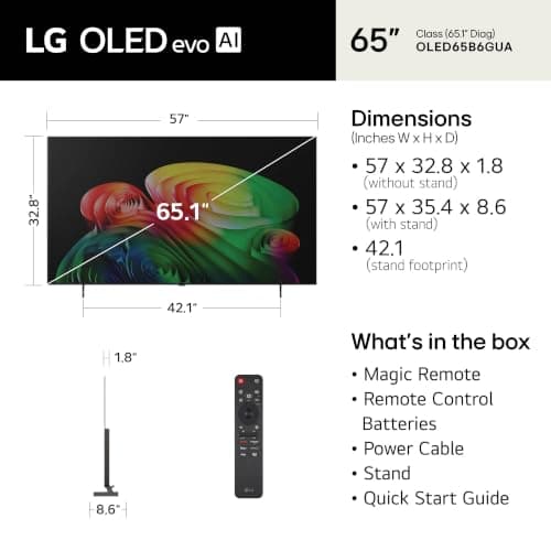 LG 65-Inch OLED AI 4K B6 Series Smart TV, 2026 Model thumbnail 2