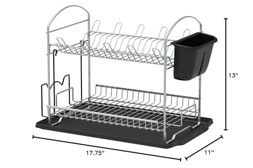 Simple Houseware 2-Tier Dish Rack with Drainboard thumbnail 5