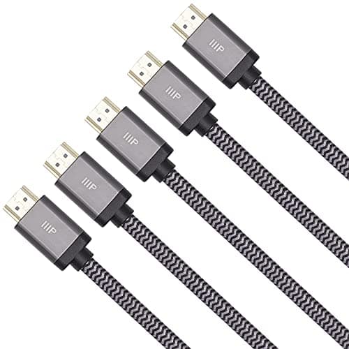 Monoprice 8K Certified Braided Ultra High Speed HDMI 2.1 Cable, 48Gbps, 6ft, Black thumbnail 2