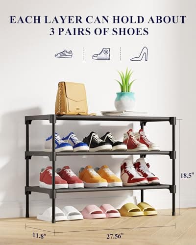 Kitsure 3-Tier Non-Woven Shoe Rack thumbnail 3