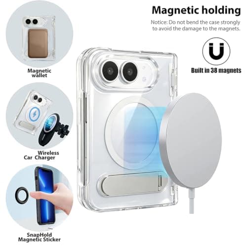 Hiooloon Magnetic for iPhone Duo Case Clear with Stand and Screen Protector thumbnail 5