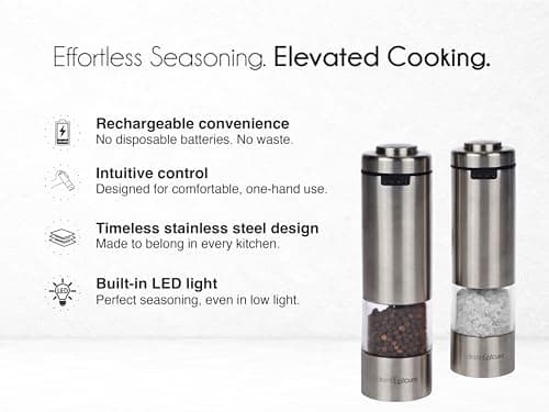 Latent Epicure USB-C Rechargeable Electric Salt and Pepper Grinder Set thumbnail 3