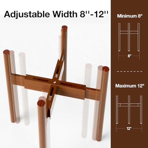 MUDEELA Adjustable Bamboo Plant Stand — Fits 8 to 12 Inch Pots, Mid Century thumbnail 2