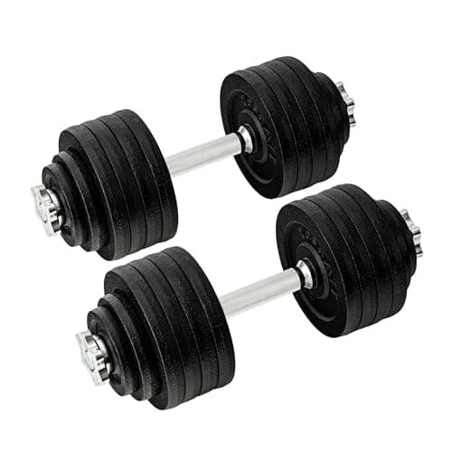 Yes4All 105 LB Adjustable Dumbbell Set, Cast Iron Weights for Home Gym with Bars