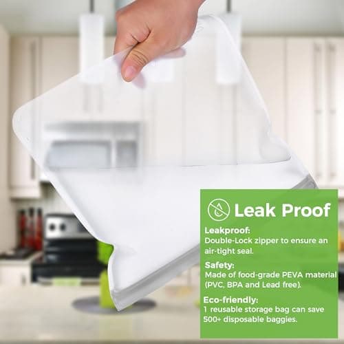 SPLF 6 Pack Leakproof Silicone Reusable Food Storage Bags thumbnail 4