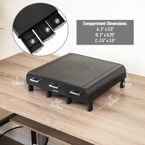 Mind Reader Monitor Stand, 3 Storage Drawers thumbnail 3