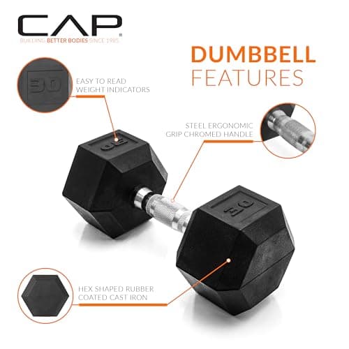 CAP Barbell Rubber Hex Dumbbell Set, 550-Pound thumbnail 3