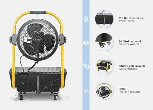 Geek Aire Rechargeable Outdoor Misting Fan with Hose Attachment thumbnail 4