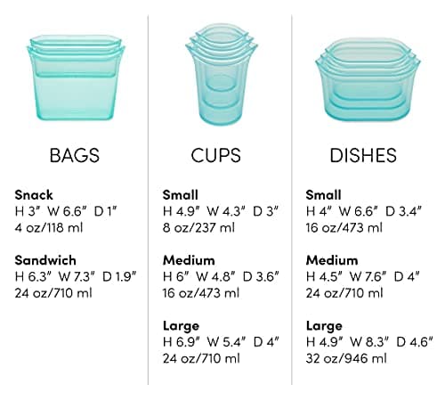 Zip Top Reusable Food Storage Bags Full Set of 8 (Teal) thumbnail 4