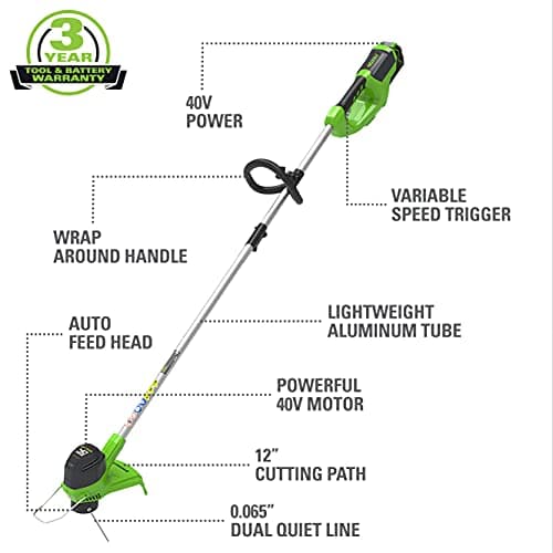 Greenworks 40V 12-Inch Cordless String Trimmer (ST40B210) thumbnail 2