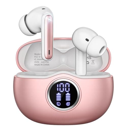 Fhumsh Wireless Earbuds, Bluetooth 5.3 Headphones HiFi Stereo 50H Playback LED Digital Display Ear Buds with ENC Noise Canceling Headset