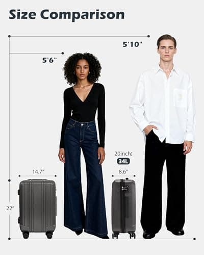 Coolife Luggage Expandable Suitcase PC+ABS Spinner 20-Inch thumbnail 3