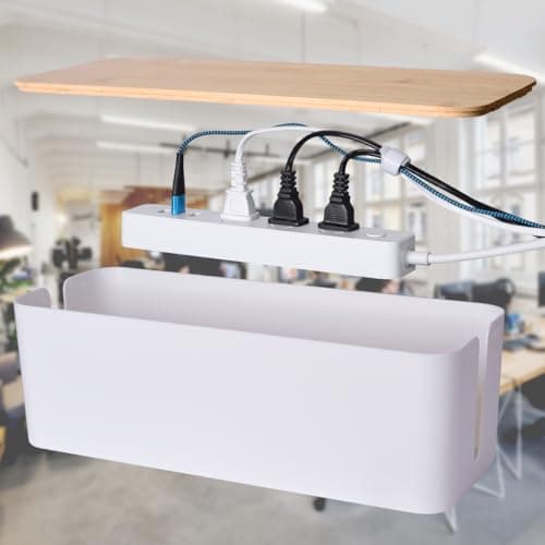 2 Pack Large Cable Management Box – Wooden Style (White) thumbnail 2