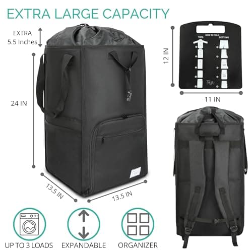 The Fine Living Co. Backpack Laundry Bag Hamper thumbnail 3