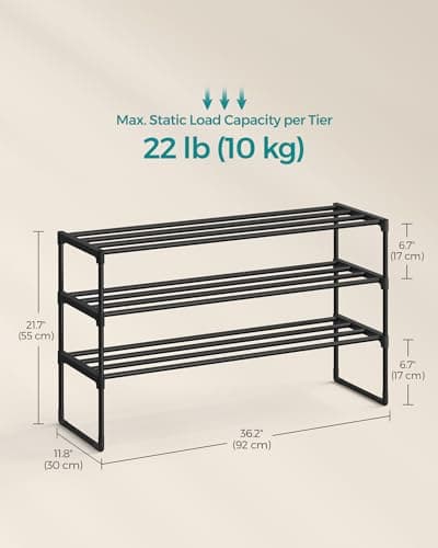 SONGMICS 3-Tier Stackable Shoe Organizer thumbnail 3