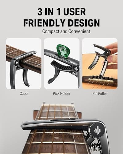 Donner DC-2 Guitar Capo with Celluloid Pick Set (16 Picks) thumbnail 3