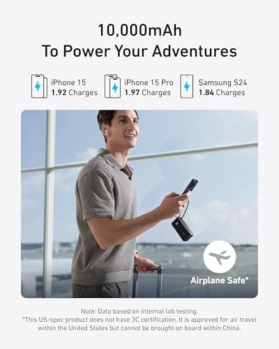 Anker Nano 3-in-1 Portable iPhone Charger 10,000mAh with Wall Plug thumbnail 4