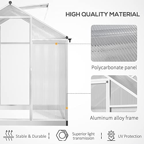 Outsunny 8x6 ft Walk-In Polycarbonate Greenhouse thumbnail 3