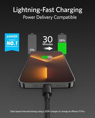Anker USB-C to Lightning Nylon Cable, MFi Certified (6ft) thumbnail 2