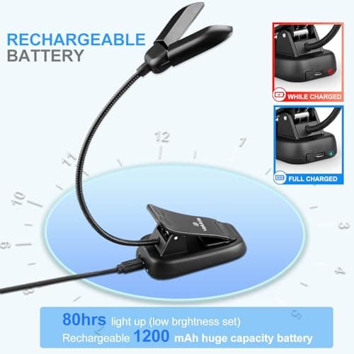 Vekkia 14 LED Rechargeable Book Light for Reading at Night thumbnail 5