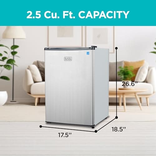 BLACK+DECKER 2.5 Cu. Ft. Compact Refrigerator, BCRK25V, Stainless Look thumbnail 2