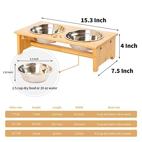 FOREYY Raised Pet Bowls Bamboo Elevated thumbnail 2