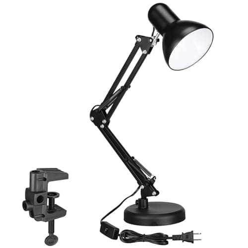 TORCHSTAR Metal Desk Lamp with Clamp, Swing Arm