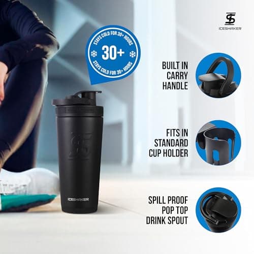 Ice Shaker 26oz Insulated Stainless Steel Shaker Bottle thumbnail 3