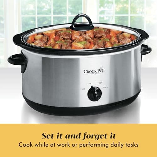 Crock-Pot 7-Quart Oval Manual Slow Cooker, Stainless Steel thumbnail 5