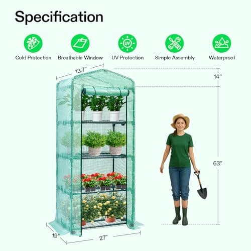 VIVOSUN 60"x20"x20" Mini Greenhouse with Shelves thumbnail 2