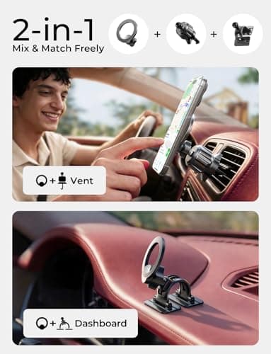 LISEN MagSafe Car Mount 2-in-1 Vent & Dashboard thumbnail 2