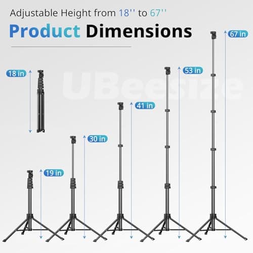 UBeesize 67-inch Tripod with Phone Mount and Bluetooth Remote thumbnail 2