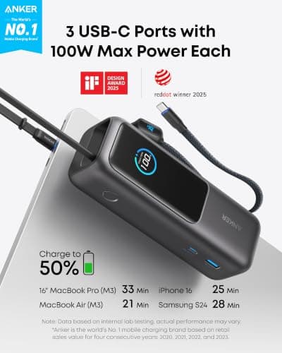 Anker Laptop Power Bank, 25,000mAh Travel Essential with 165W Total Output thumbnail 2