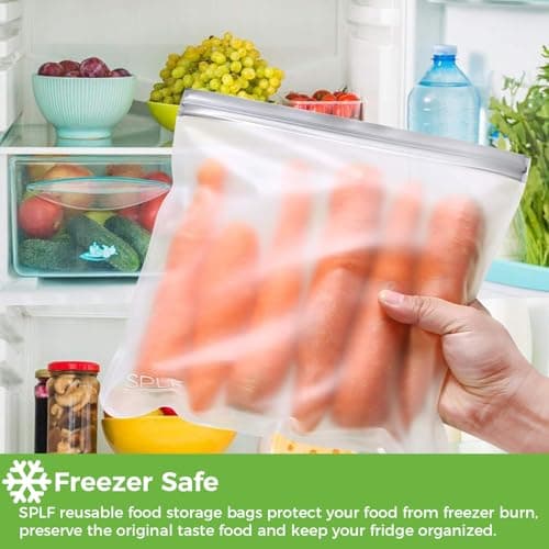 SPLF 6 Pack Leakproof Silicone Reusable Food Storage Bags thumbnail 5