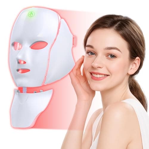 Red Light Therapy Mask for Face,7 Custom Modes with Infrared，Cordless LED Face Mask & Neck Mask