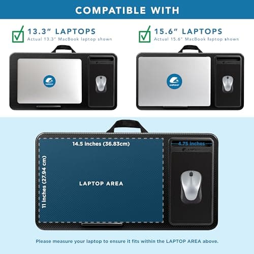 LAPGEAR Home Office Lap Desk – Black Carbon, Fits 15.6” Laptops thumbnail 3