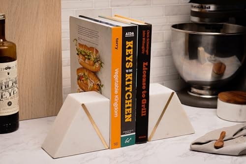 Cork & Mill Marble Bookends with Brass Inlay (Set of 2) thumbnail 4