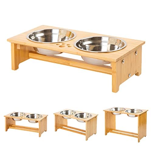 FOREYY Raised Pet Bowls Bamboo Elevated - image 1
