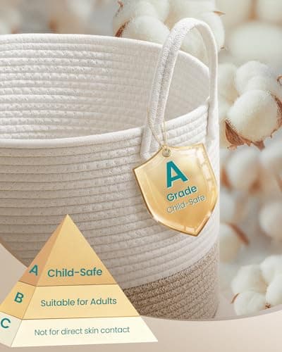 Woffit Large Cotton Rope Laundry Hamper with Handles thumbnail 3