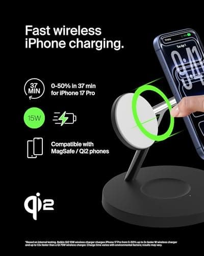 Belkin BoostCharge Pro 3-in-1 Wireless Charger with MagSafe (15W) thumbnail 3