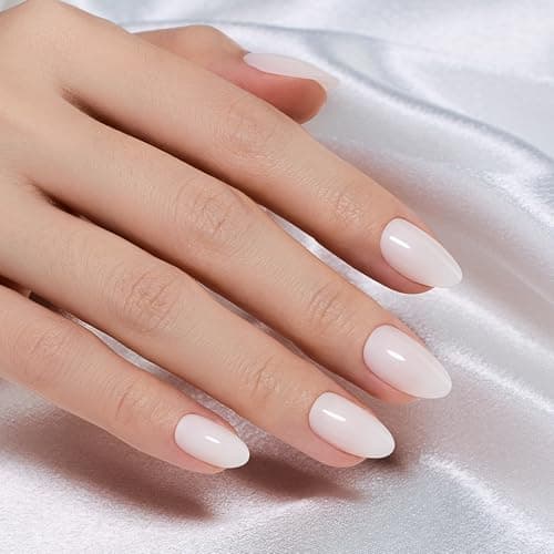 Beetles Gel Press On Nails - Natural Milky White (Short Almond) - image 1