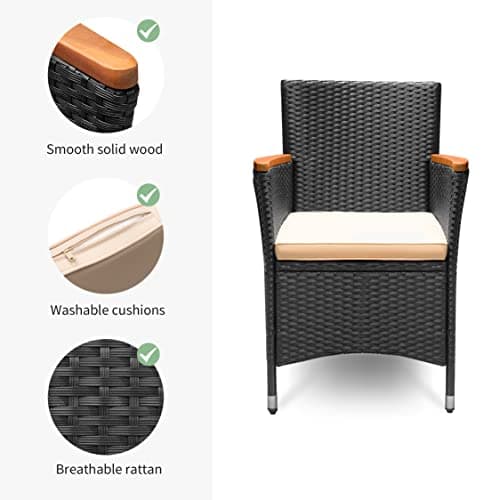 Flamaker 4-Piece Wicker Patio Dining Set thumbnail 4