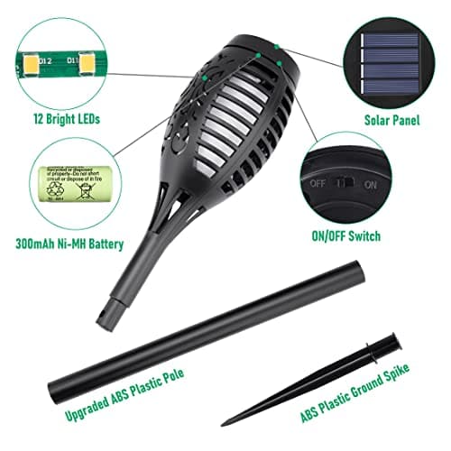 Sterno Home Outdoor Solar LED Tiki Torch (4-Pack) thumbnail 3