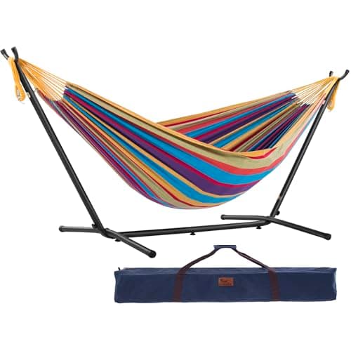 Vivere Double Cotton Hammock with Stand - image 1